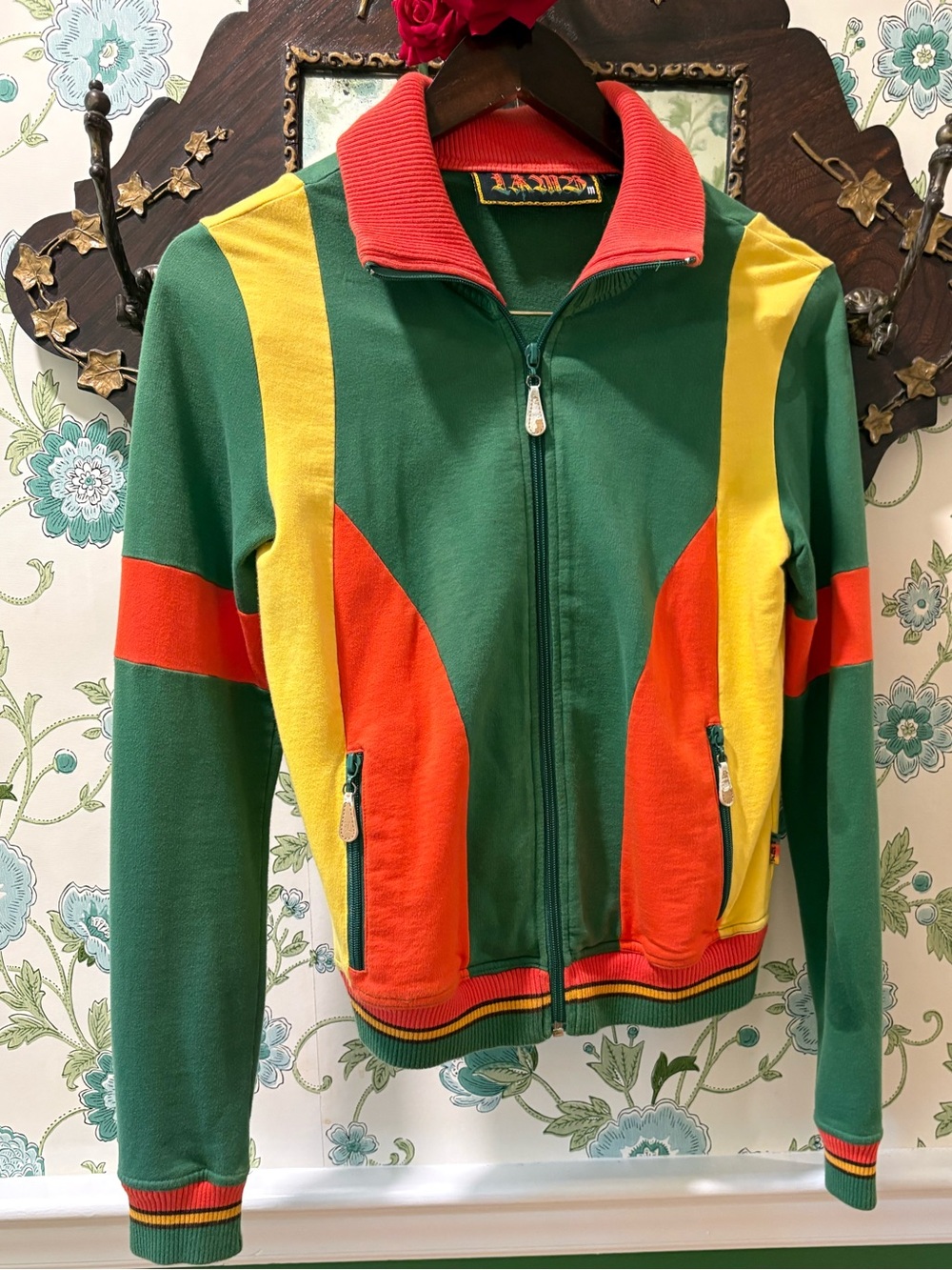 Vintage L.A.M.B. Gwen Stefani Y2K Track Jacket Rasta Colorblock Rare Size M